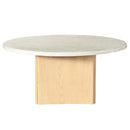 Qwin Round Coffee Table, Marble Top & Oak Finish Acme