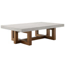 Keven Rectangular Coffee Table , Faux Concrete Top & Walnut  Finish Acme
