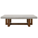 Keven Rectangular Coffee Table , Faux Concrete Top & Walnut  Finish Acme
