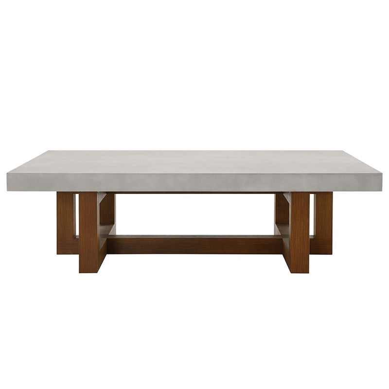 Keven Rectangular Coffee Table , Faux Concrete Top & Walnut  Finish Acme