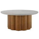Evelyn Round Coffee Table, Faux Concrete Top & Walnut  Finish Acme