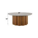 Evelyn Round Coffee Table, Faux Concrete Top & Walnut  Finish Acme