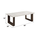 Edwyn Rectangular Coffee Table w/Marble Top, Brown Finish Acme