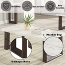 Edwyn Rectangular Coffee Table w/Marble Top, Brown Finish Acme