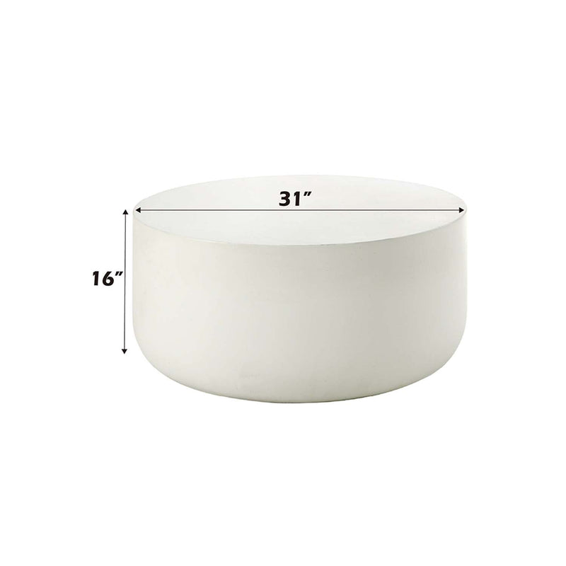 Dustan Round Coffee Table , Natural White Finish Acme
