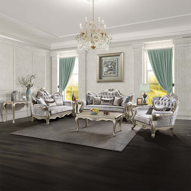 Libertee Rectangular Coffee Table , Champagne Finish Acme