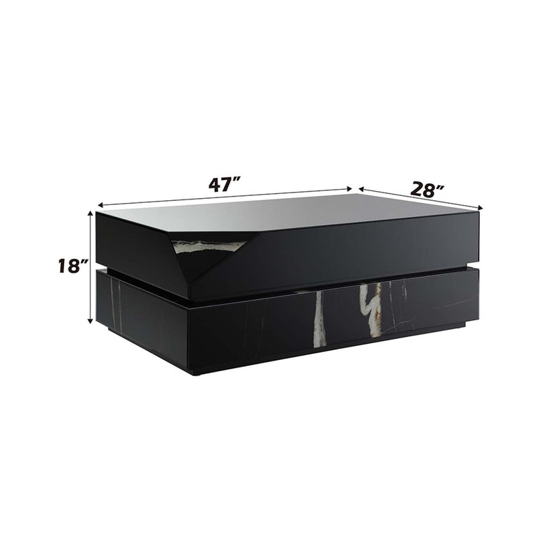 Drisana Rectangular Coffe & End Table , Black Mirrored Finish Acme