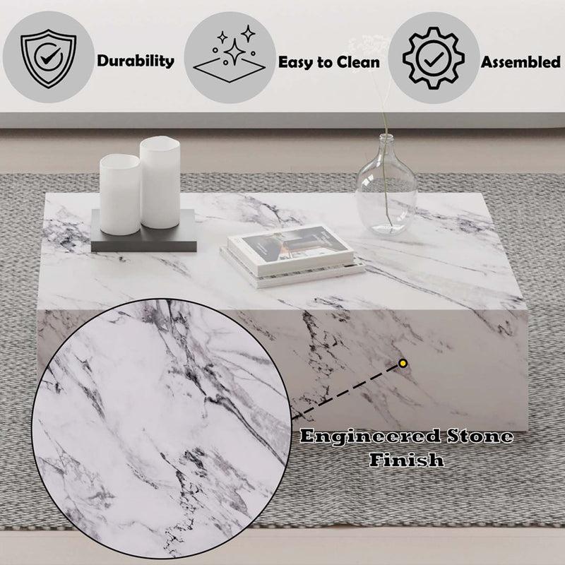 Fritzy Square Coffee Table, Engineered Stone Finish Acme