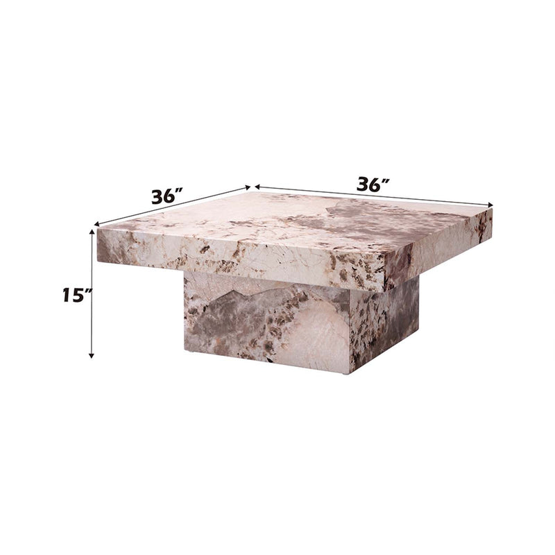 Fultan Square Coffee Table, Engineered Stone Finish Acme