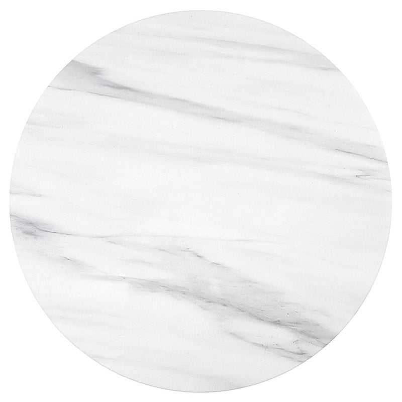 Zaid Round Coffee Table, Engineering Marble & White High Gloss Finish Acme