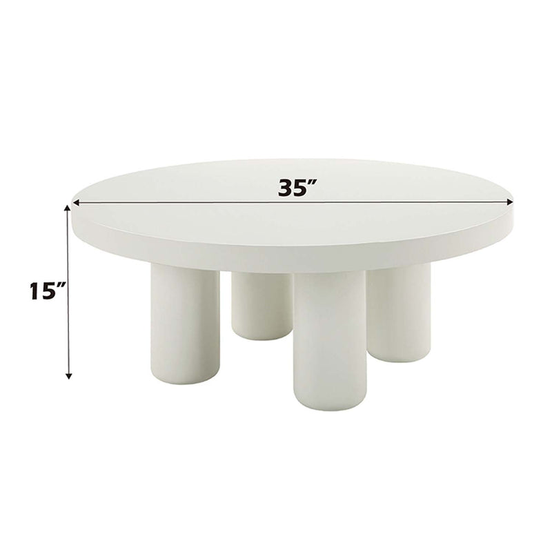 Sanat Round Coffee Table, White Finish Acme