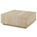 Deon Square Coffee Table, Beige Travertine Acme