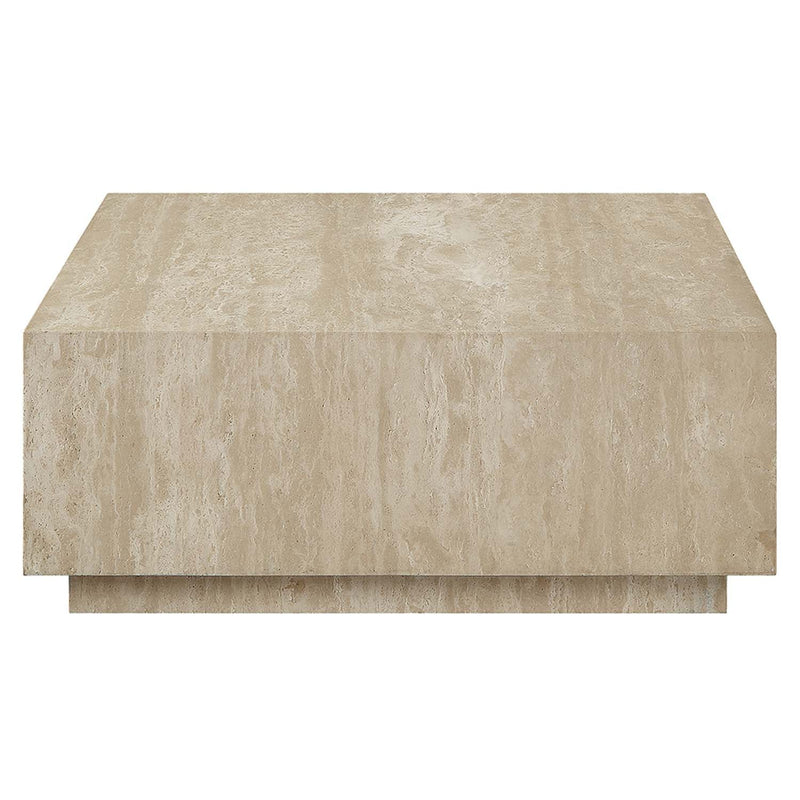 Deon Square Coffee Table, Beige Travertine Acme