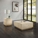 Deon Square Coffee Table, Beige Travertine Acme