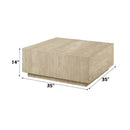 Deon Square Coffee Table, Beige Travertine Acme