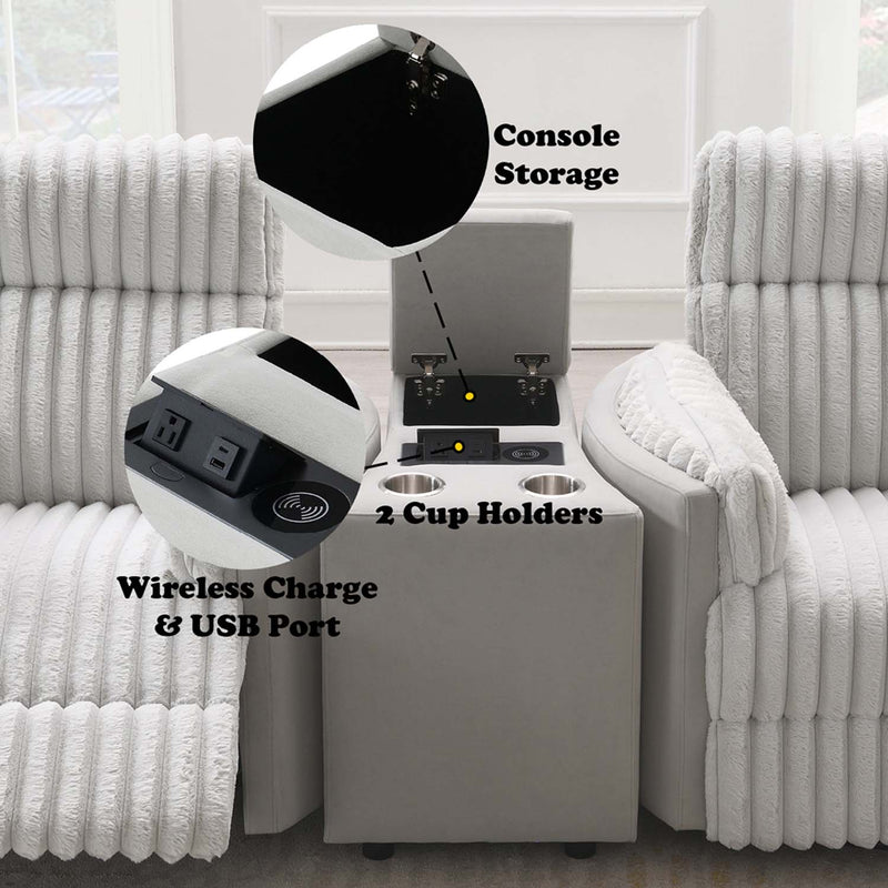 Emee Console w/USB, Gray Corduroy Acme