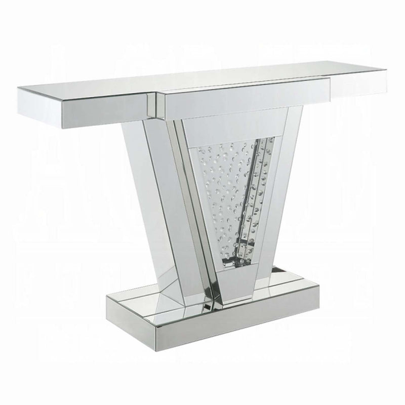 Nysa Console Table, Mirrored & Faux Crystals Acme
