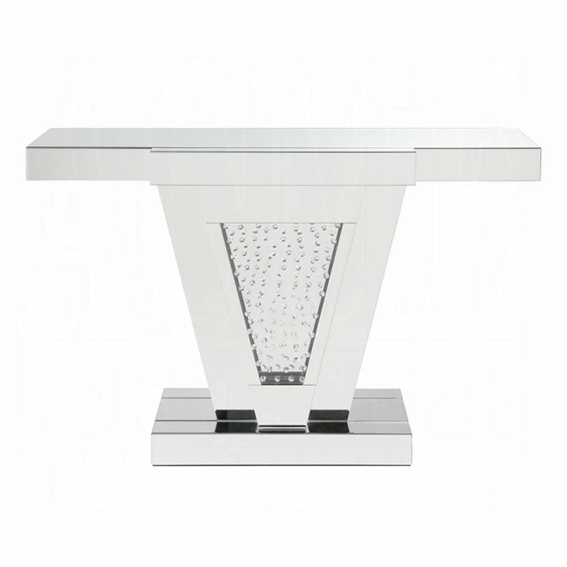 Nysa Console Table, Mirrored & Faux Crystals Acme