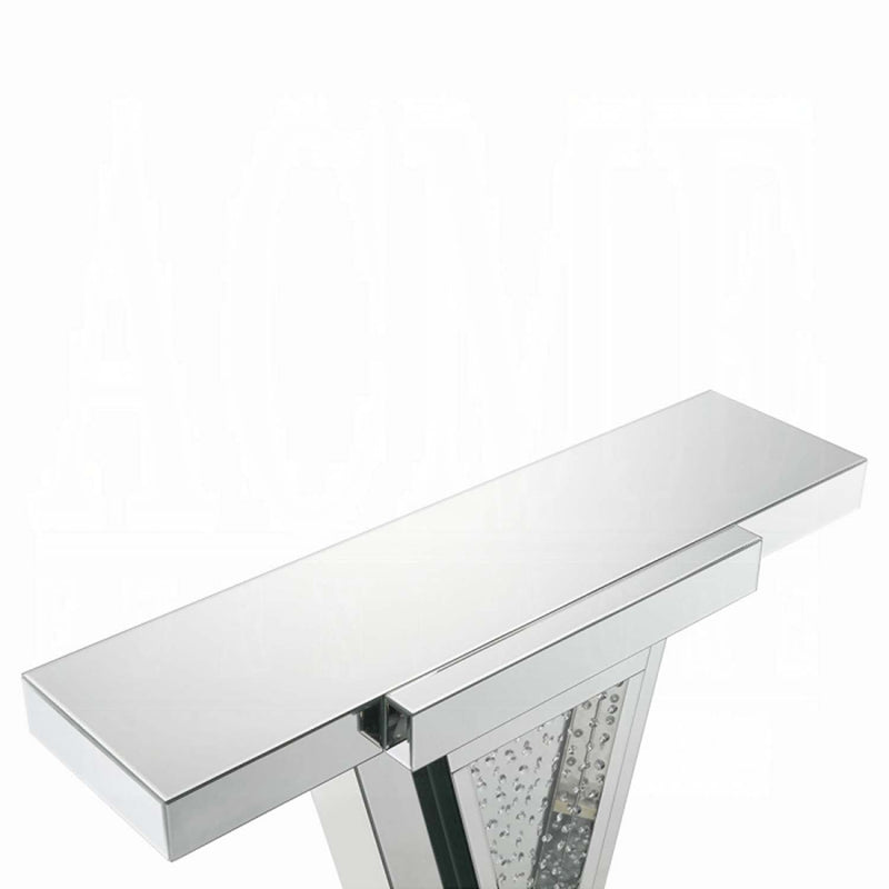 Nysa Console Table, Mirrored & Faux Crystals Acme