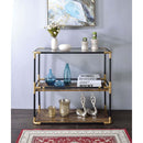 Heleris Console Table, Smoky Glass Top & Black & Gold Finish Acme
