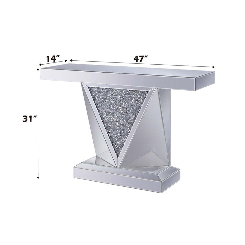 Noralie Console Table, Mirrored & Faux Diamonds Acme
