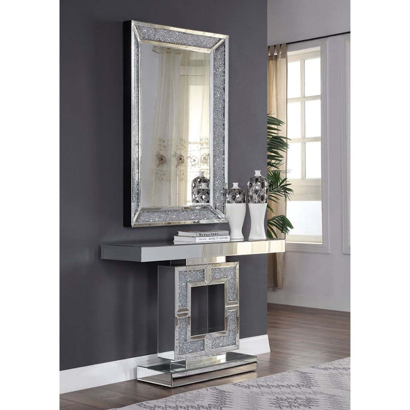 Noralie Console Table, Mirrored & Faux Diamonds Acme