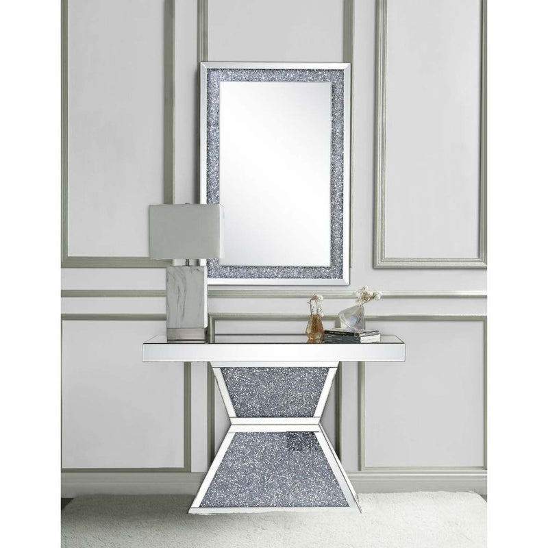 Noralie Console Table, Mirrored & Faux Diamonds Acme