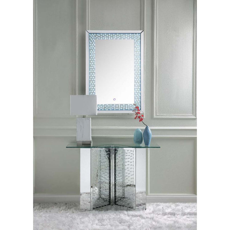 Nysa Console Table, Mirrored & Faux Crystals Acme