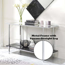 Angwin Console Table, Mirrored, Faux Marble Top & Chrome Finish Acme