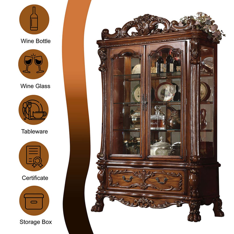 Dresden Curio, Cherry Oak Finish Acme