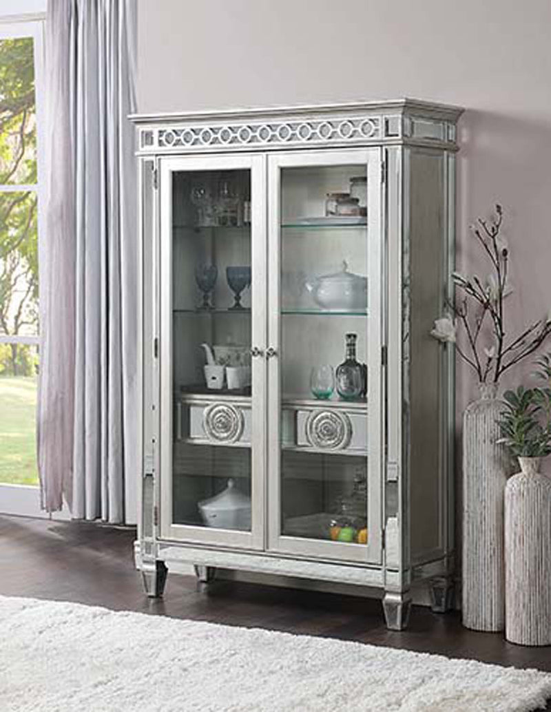 Varian Curio, Mirrored & Antique Platinum Finish Acme