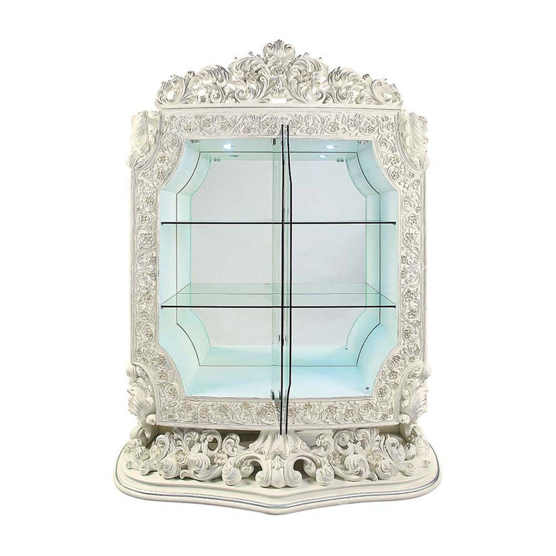Adara Curio, Antique White Finish Acme