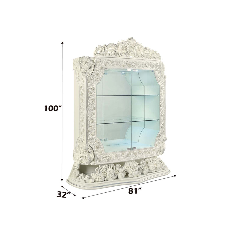 Adara Curio, Antique White Finish Acme