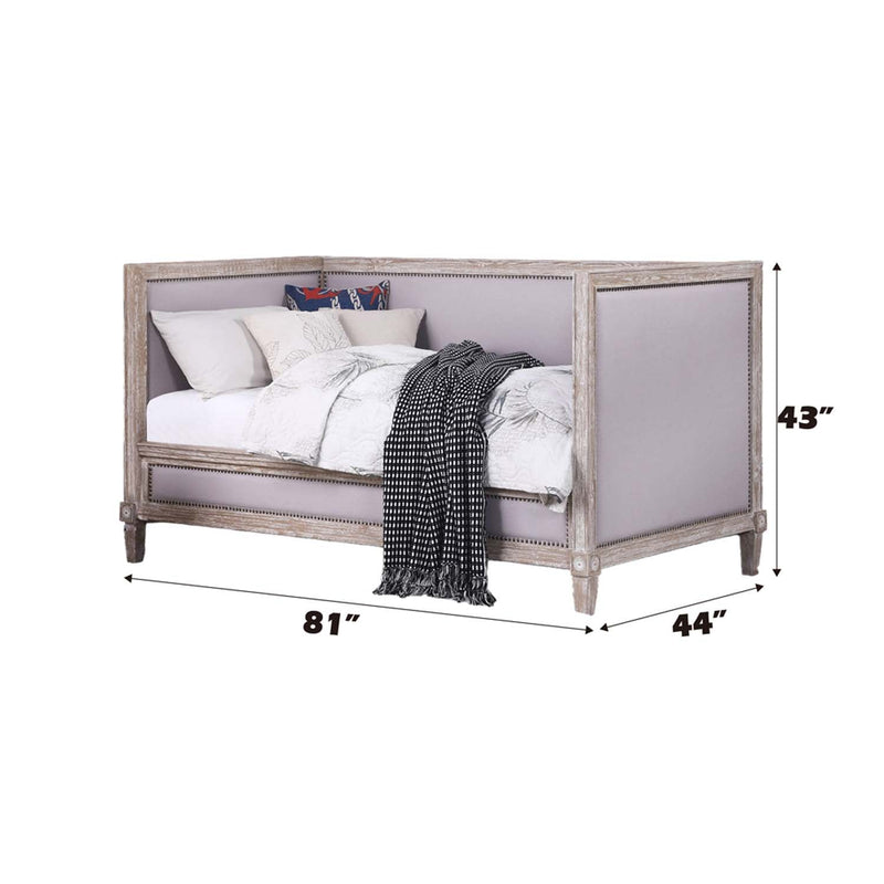 Charlton Daybed (Twin), Beige Linen & Weathered Oak Finish Acme