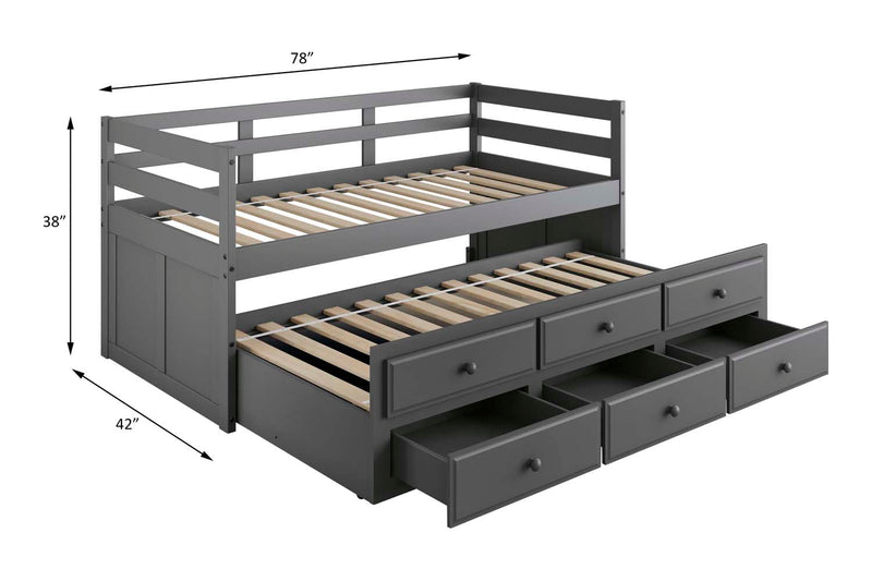 Darcie Daybed w/Trundle & Storage (Twin), Gray Finish Acme