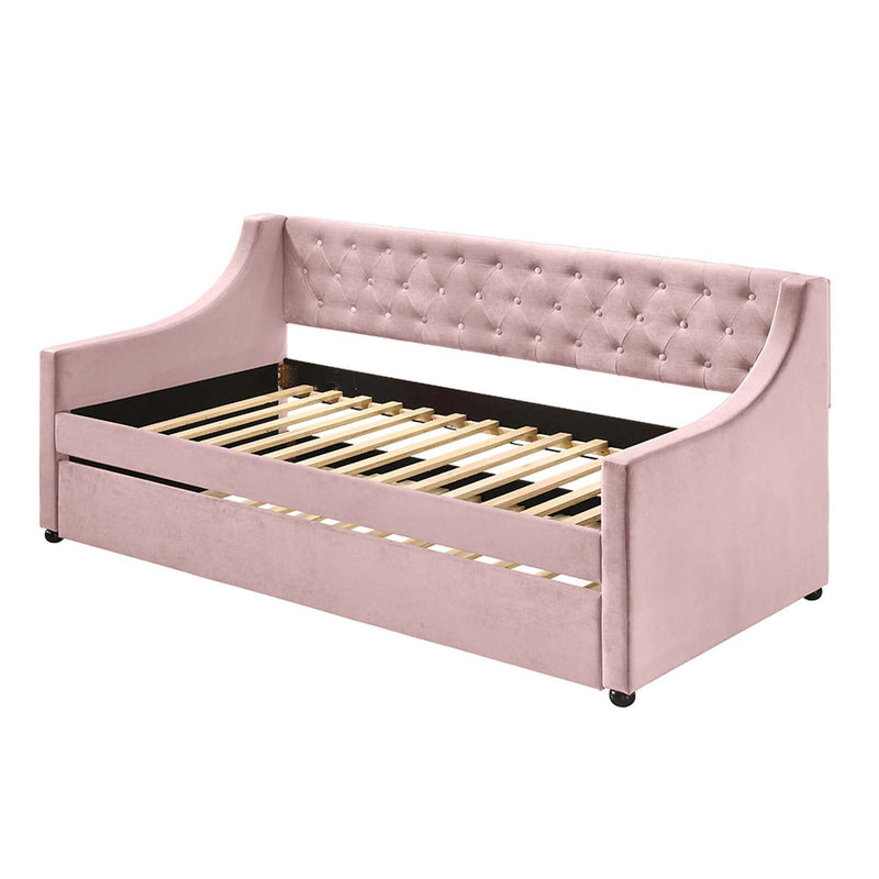 Lianna Daybed w/Trundle (Twin), Pink Velvet Acme