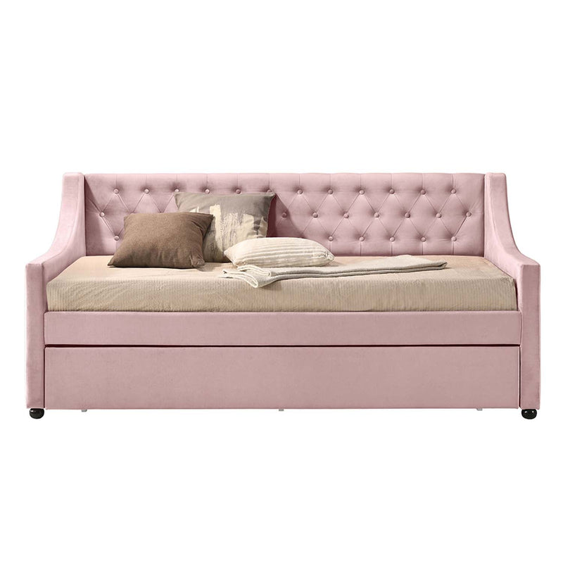 Lianna Daybed w/Trundle (Twin), Pink Velvet Acme