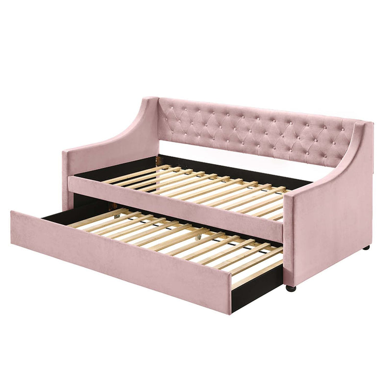 Lianna Daybed w/Trundle (Twin), Pink Velvet Acme