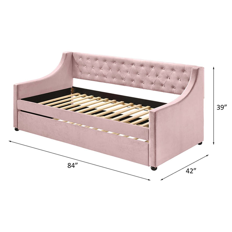 Lianna Daybed w/Trundle (Twin), Pink Velvet Acme