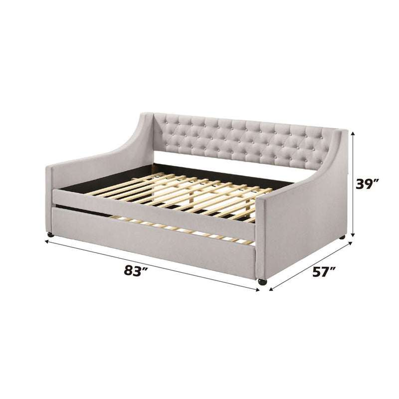 Lianna Daybed w/Trundle (Full), Fog Fabric Acme