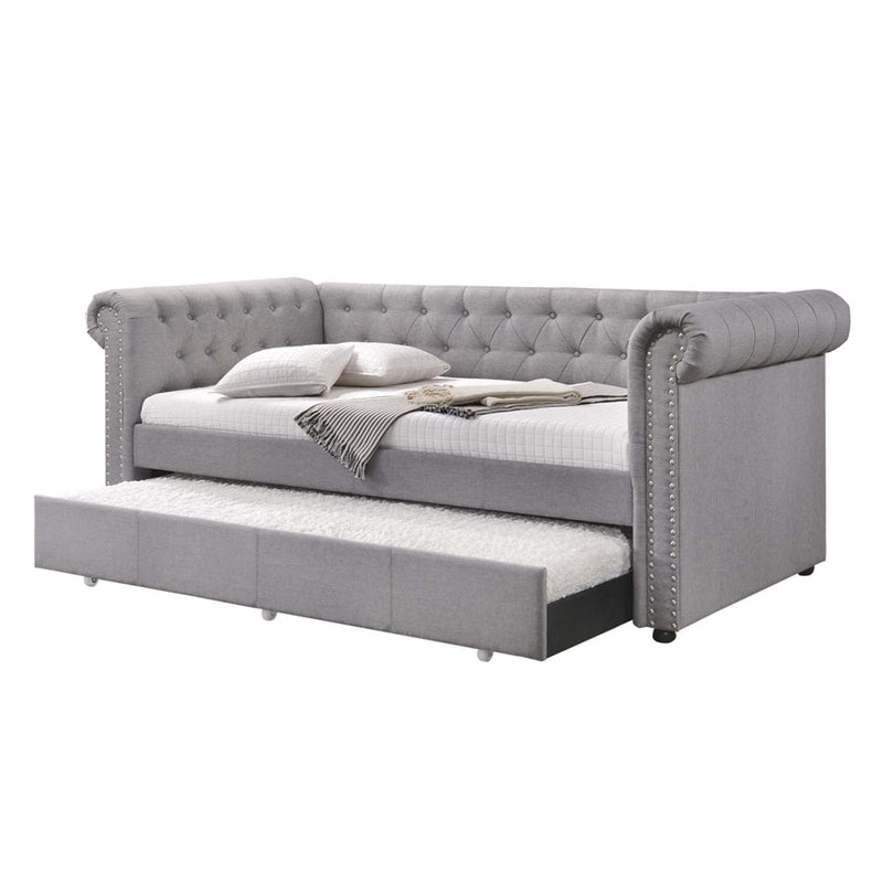 Justice Daybed w/Trundle (Twin), Smoke Gray Fabric Acme