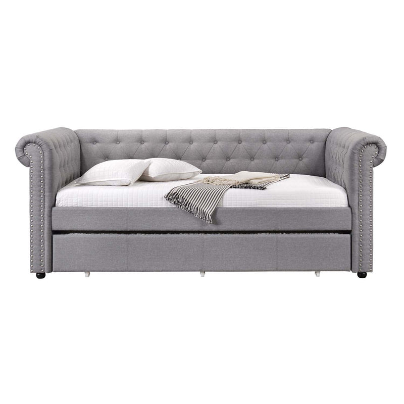 Justice Daybed w/Trundle (Twin), Smoke Gray Fabric Acme