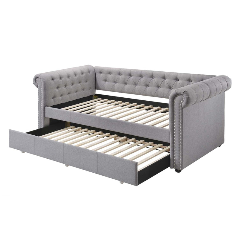 Justice Daybed w/Trundle (Twin), Smoke Gray Fabric Acme