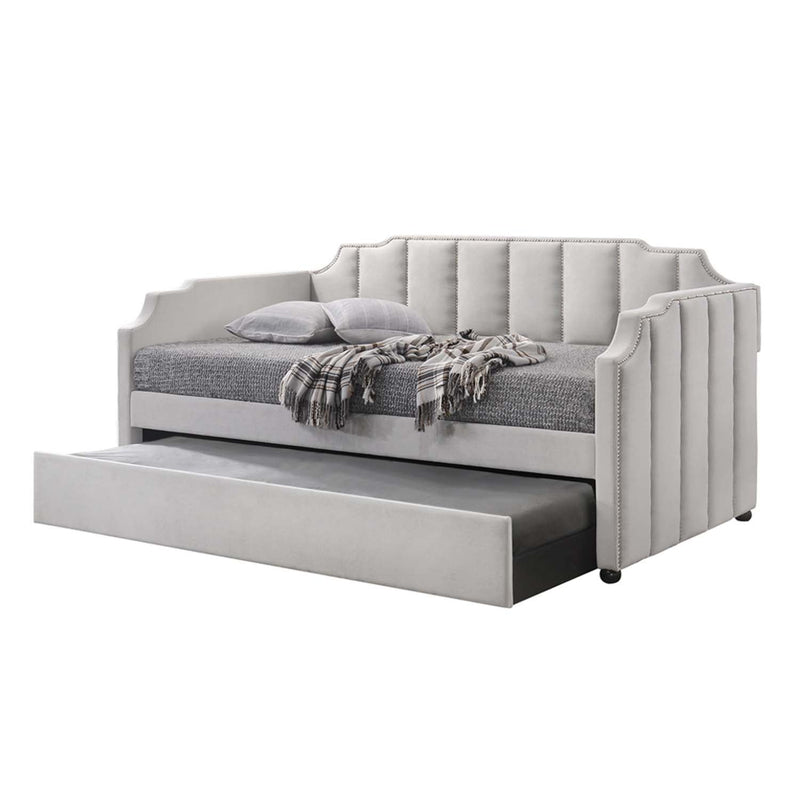 Peridot Daybed w/Trundle (Twin), Dove Gray Velvet Acme