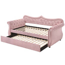 Adkins Daybed w/Trundle (Twin), Pink Velvet Acme