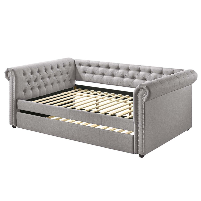 Justice Daybed w/Trundle (Full), Smoke Gray Fabric Acme