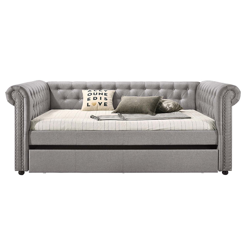 Justice Daybed w/Trundle (Full), Smoke Gray Fabric Acme
