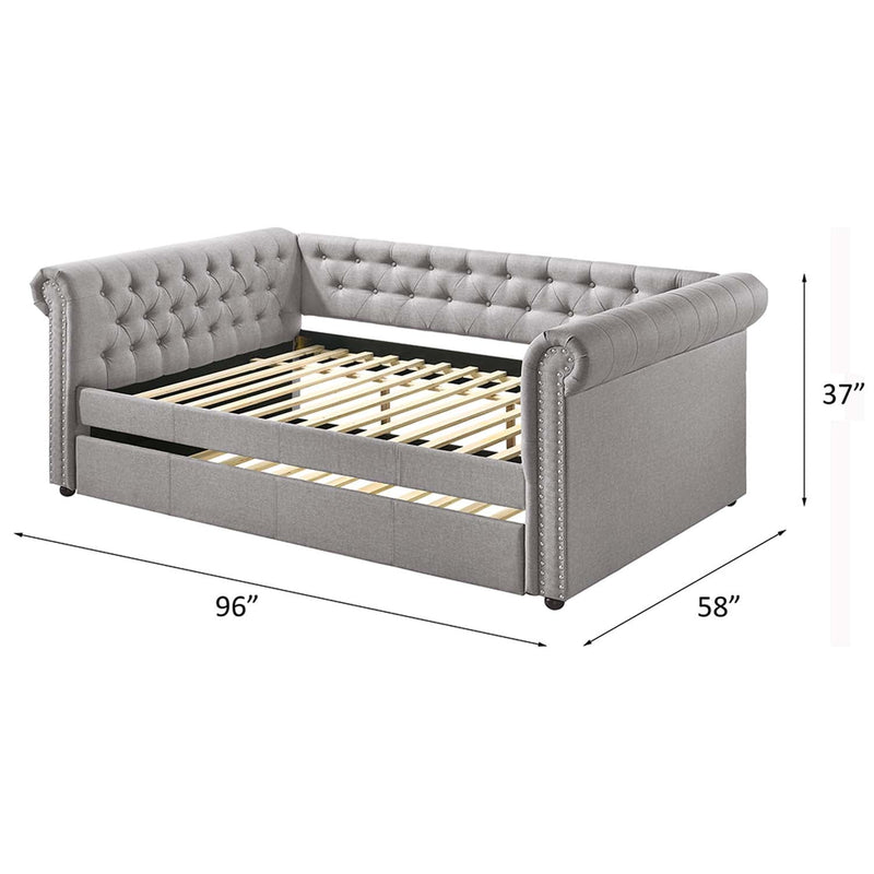 Justice Daybed w/Trundle (Full), Smoke Gray Fabric Acme