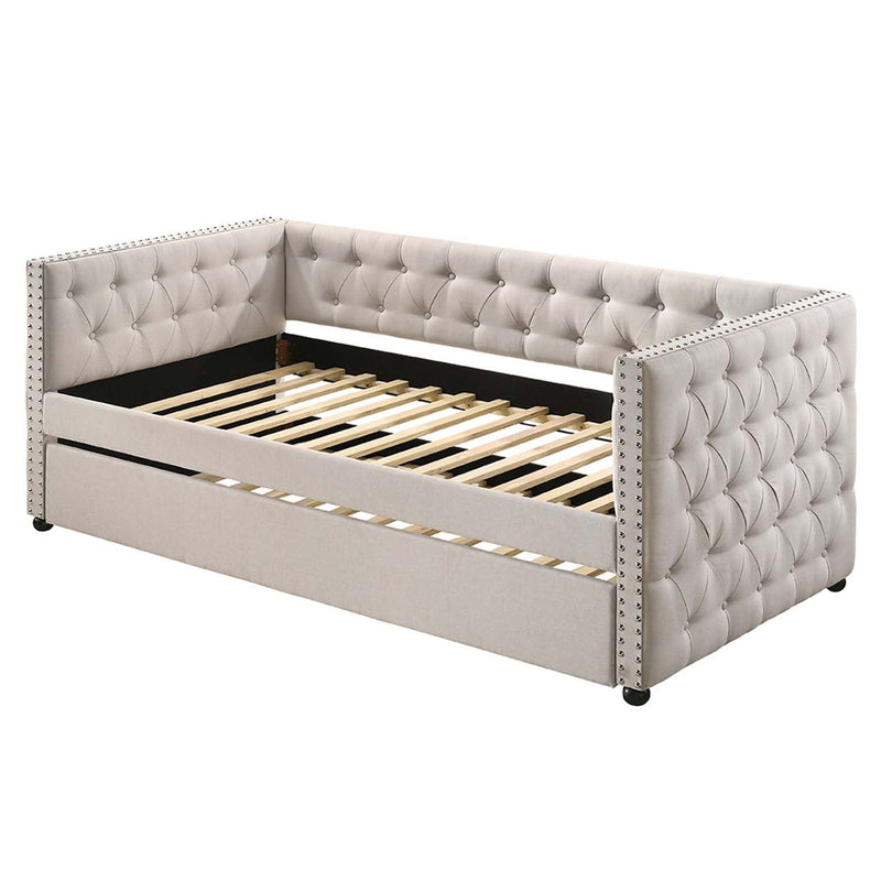 Romona Daybed w/Trundle (Full), Beige Fabric Acme
