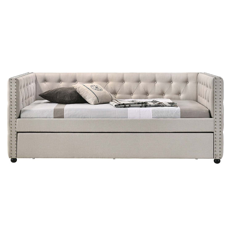 Romona Daybed w/Trundle (Full), Beige Fabric Acme